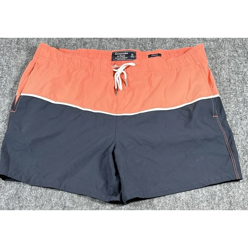 VTG Abercrombie and Fitch Board Trunks Men's Size‎ Medium Navy And Salmon Y2K